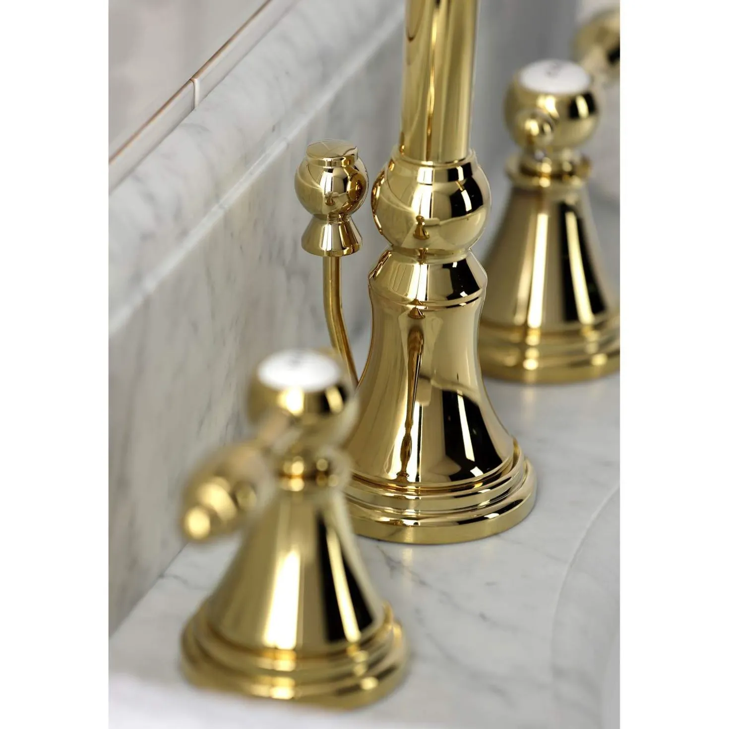 Kingston Brass KS298XTAL-P Tudor Widespread Bathroom Faucet with Brass Pop-Up