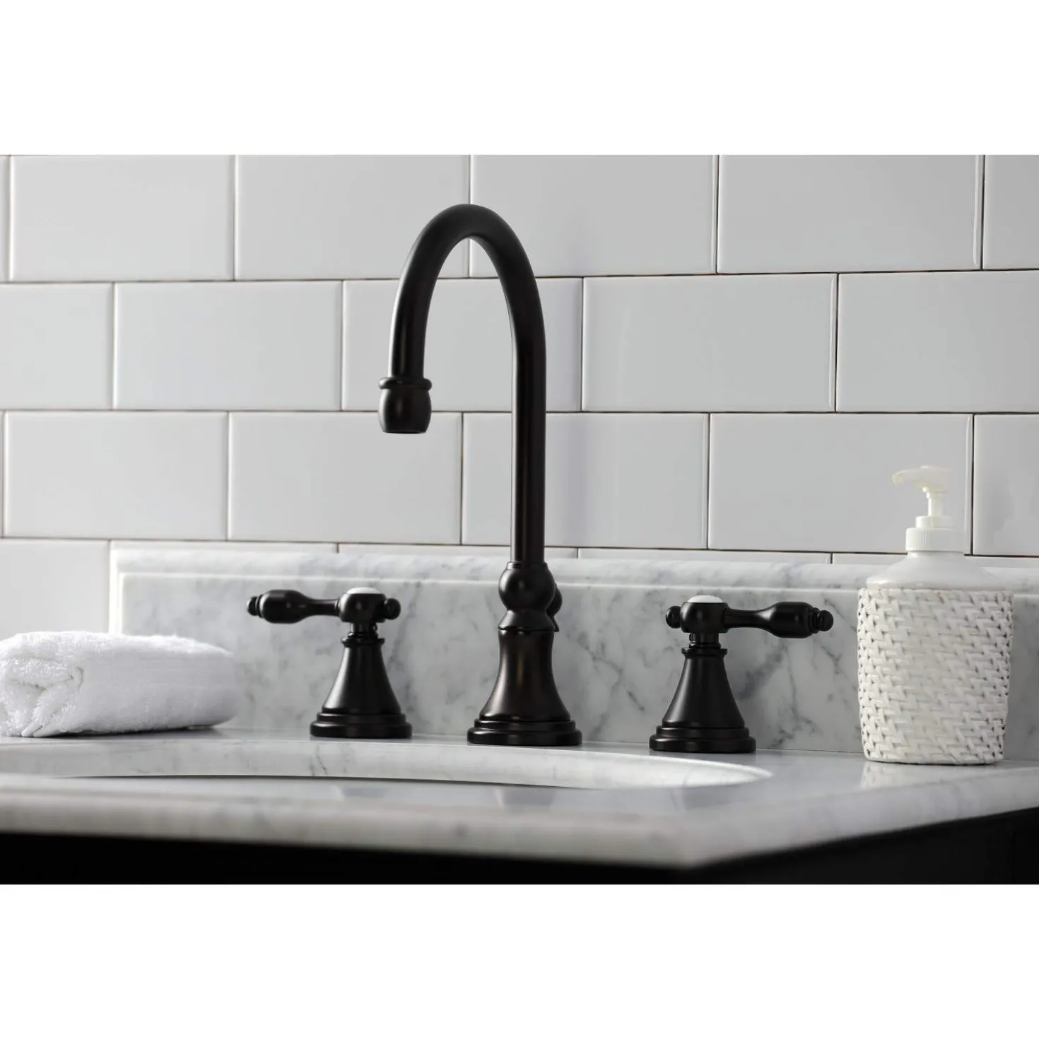 Kingston Brass KS298XTAL-P Tudor Widespread Bathroom Faucet with Brass Pop-Up