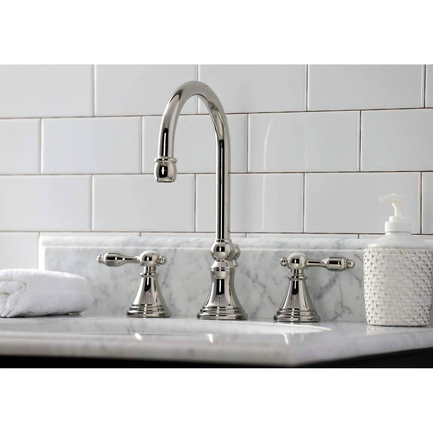 Kingston Brass KS298XTAL-P Tudor Widespread Bathroom Faucet with Brass Pop-Up