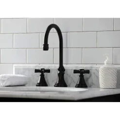 Kingston Brass KS298XZX-P Millennium Widespread Bathroom Faucet with Brass Pop-Up