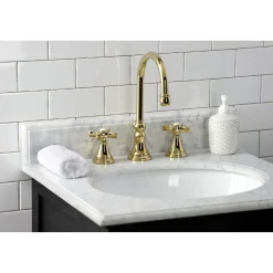 Kingston Brass KS298XZX-P Millennium Widespread Bathroom Faucet with Brass Pop-Up