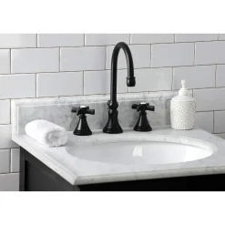Kingston Brass KS298XZX-P Millennium Widespread Bathroom Faucet with Brass Pop-Up