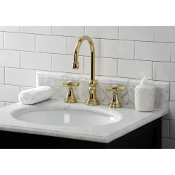Kingston Brass KS298XZX-P Millennium Widespread Bathroom Faucet with Brass Pop-Up