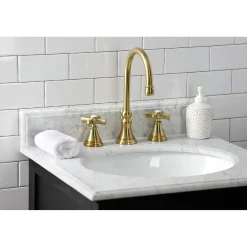 Kingston Brass KS298XZX-P Millennium Widespread Bathroom Faucet with Brass Pop-Up
