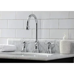 Kingston Brass KS298XZX-P Millennium Widespread Bathroom Faucet with Brass Pop-Up