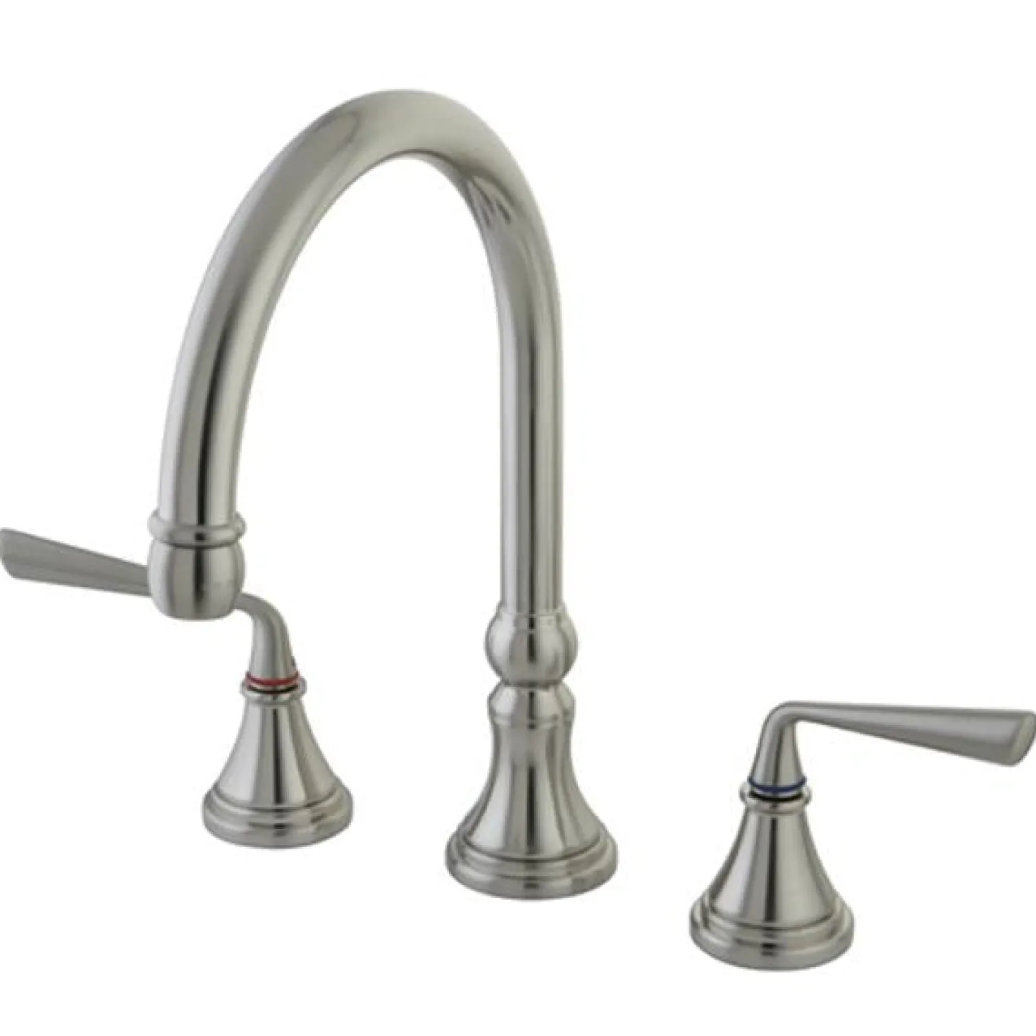 Kingston Brass KS2798ZLLS Silver Sage Double Handle Widespread Kitchen Faucet without Brass Sprayer