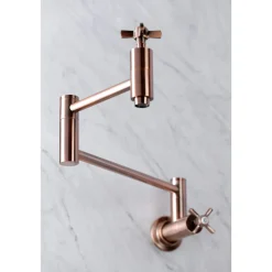 Kingston Brass KS810ZXAC Millennium Wall Mount Pot Filler Kitchen Faucet, Antique Copper