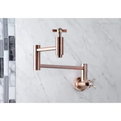 Kingston Brass KS810ZXAC Millennium Wall Mount Pot Filler Kitchen Faucet, Antique Copper