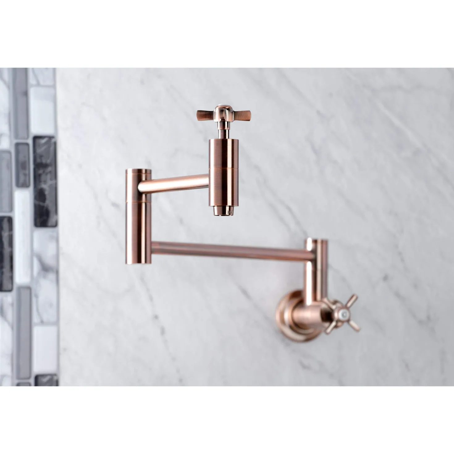 Kingston Brass KS810ZXAC Millennium Wall Mount Pot Filler Kitchen Faucet, Antique Copper