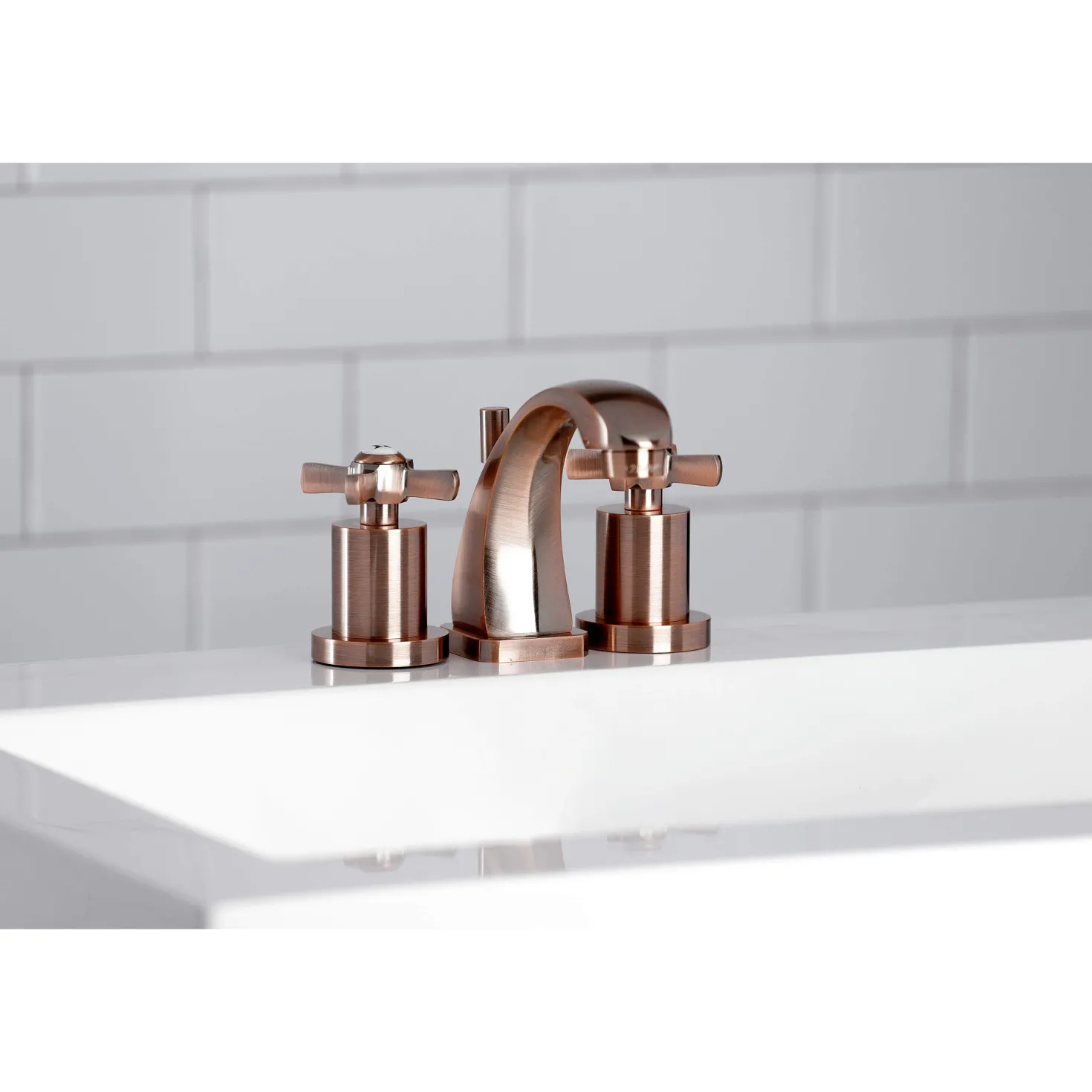 Kingston Brass KS494ZXAC Millennium 8 in. Widespread Bathroom Faucet, Antique Copper