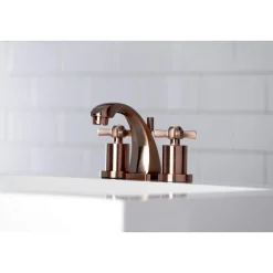 Kingston Brass KS494ZXAC Millennium 8 in. Widespread Bathroom Faucet, Antique Copper