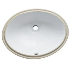 Kingston Brass LBO22178 Courtyard White China Undermount Bathroom Sink with Overflow Hole