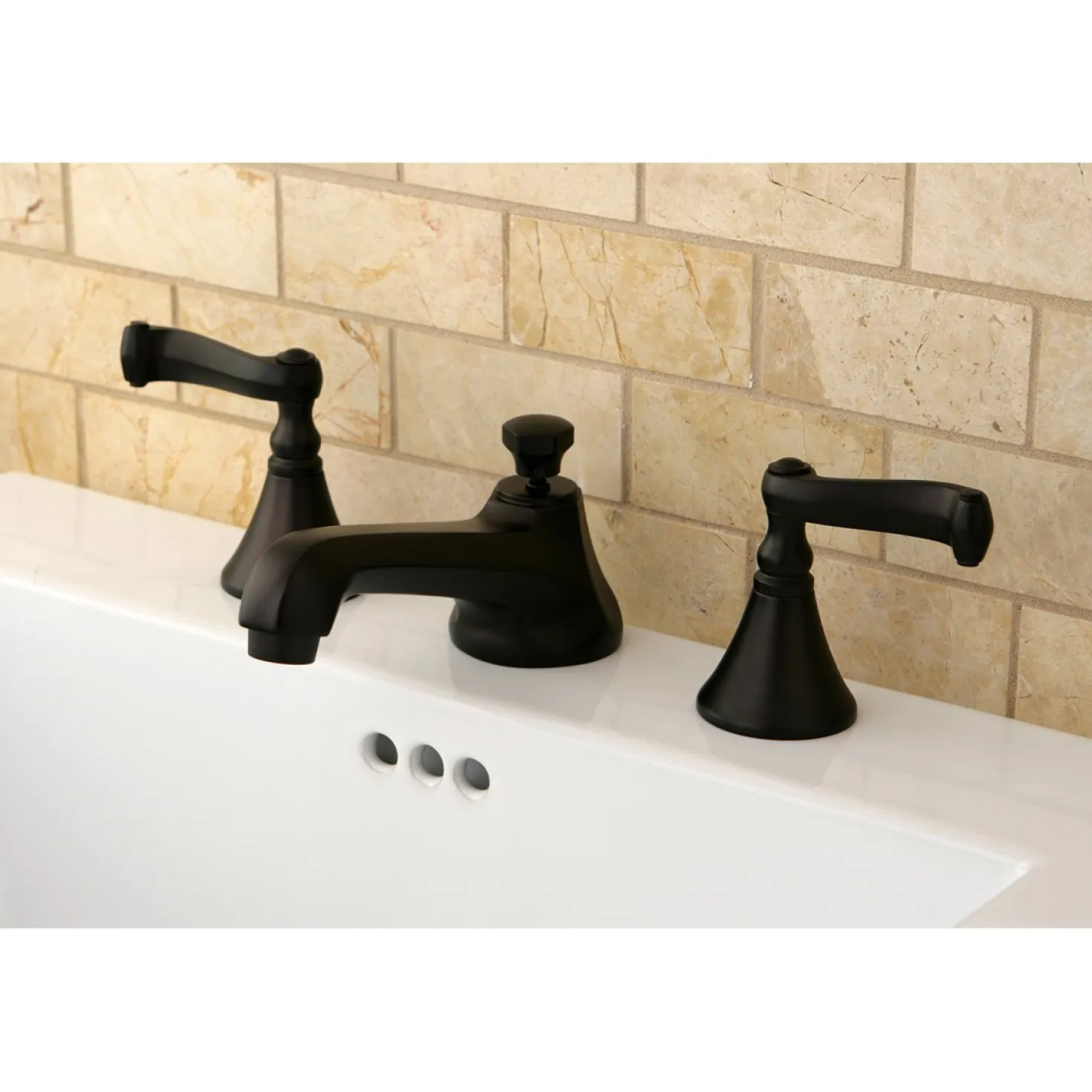 Kingston Brass Lever-Handle 8-Inch Widespread Bathroom Faucet