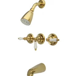 Kingston Brass 3-Lever Handles Tub and Shower Faucet