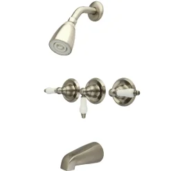 Kingston Brass 3-Lever Handles Tub and Shower Faucet