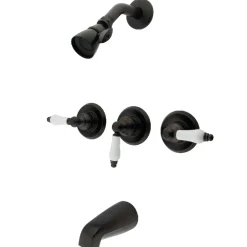 Kingston Brass 3-Lever Handles Tub and Shower Faucet