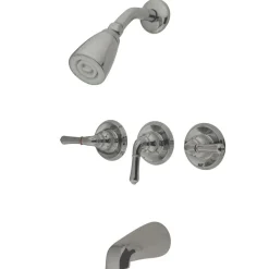 Kingston Brass Magellan Solid Brass Three Handle Tub and Shower Faucet