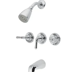 Kingston Brass Magellan Solid Brass Three Handle Tub and Shower Faucet