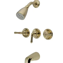 Kingston Brass Magellan Solid Brass Three Handle Tub and Shower Faucet