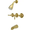 Kingston Brass Magellan Three Handle Tub and Shower Faucet in Polished Brass