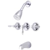 Kingston Brass Magellan Three Handle Tub and Shower Faucet in Polished Chrome