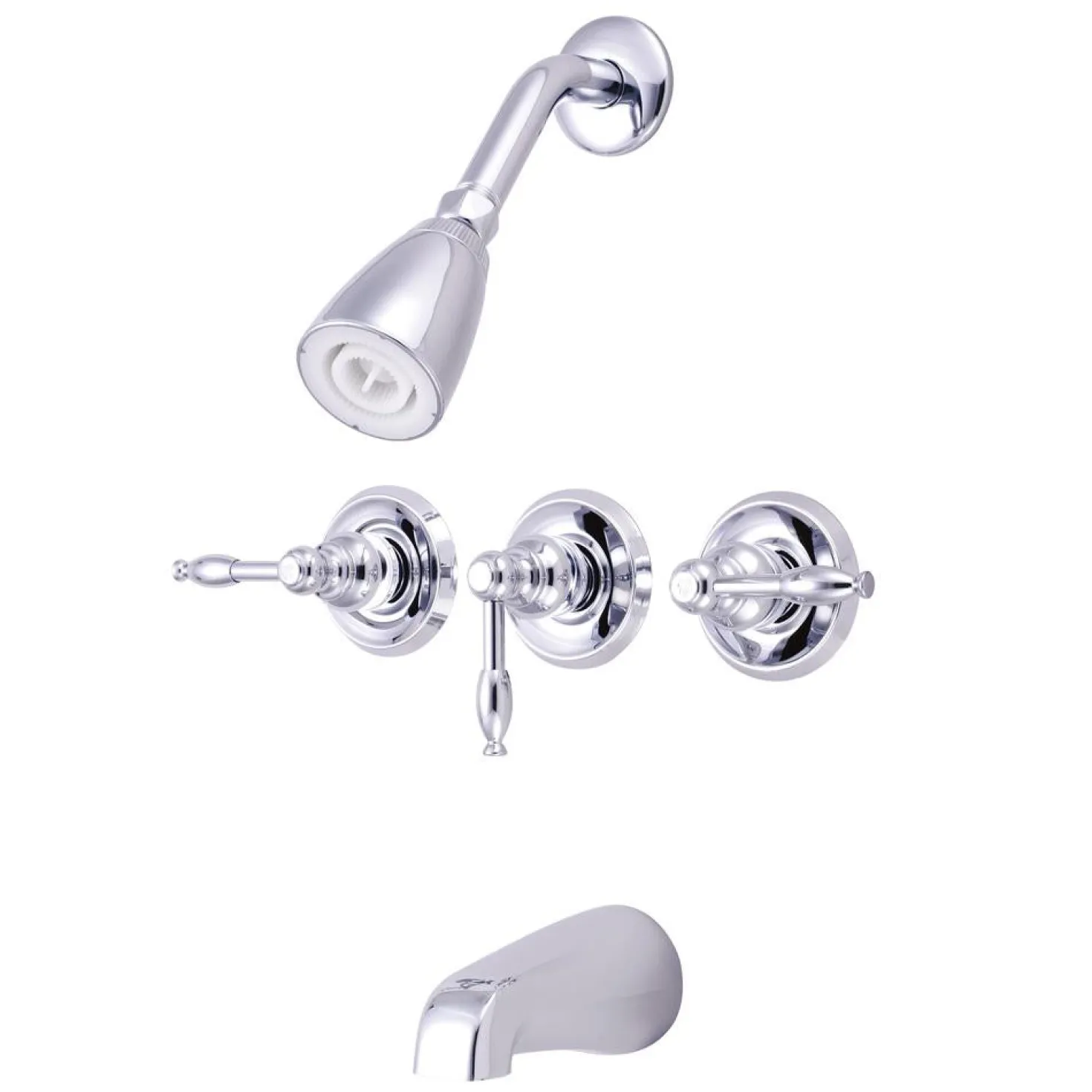 Kingston Brass Magellan Three Handle Tub and Shower Faucet in Polished Chrome