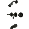 Kingston Brass Magellan Three Handle Oil Rubbed Bronze Tub and Shower Faucet