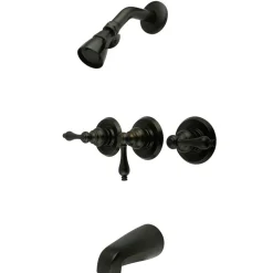 Kingston Brass Magellan Three Handle Oil Rubbed Bronze Tub and Shower Faucet