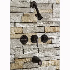 Kingston Brass Magellan Three Handle Tub and Shower Faucet in Oil Rubbed Bronze