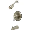Kingston Brass Magellan Trim Only for Single Handle Tub and Shower Faucet in Satin Nickel with Polished Chrome