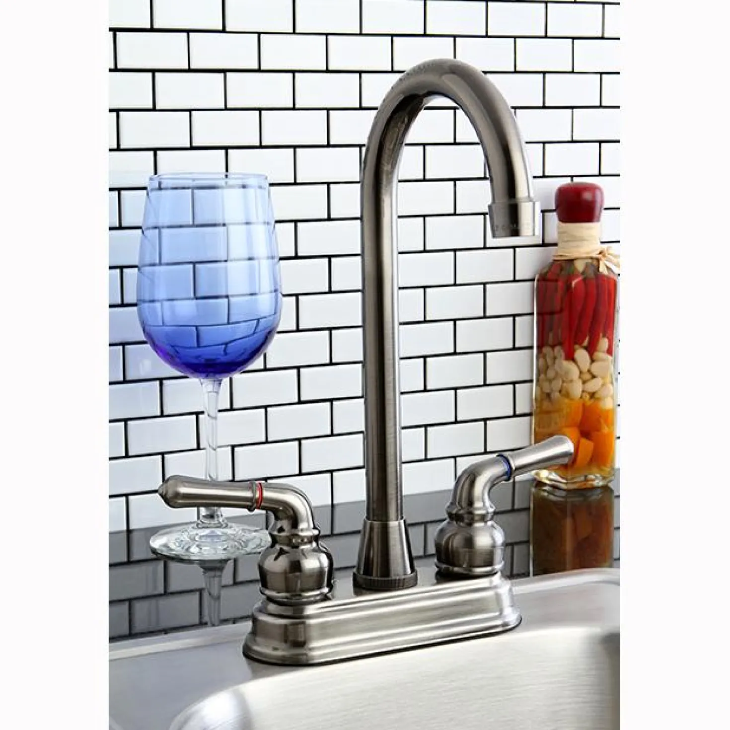 Kingston Brass Magellan Two Handle 4" Centerset High-Arch Bar Faucet