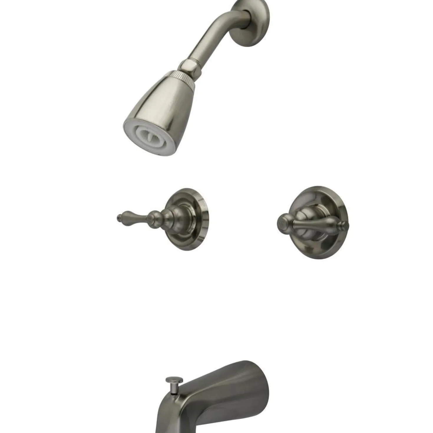 Kingston Brass Magellan Two Handle Tub and Shower Faucet in Satin Nickel