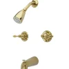 Kingston Brass Magellan Two Handle Tub and Shower Faucet in Polished Brass