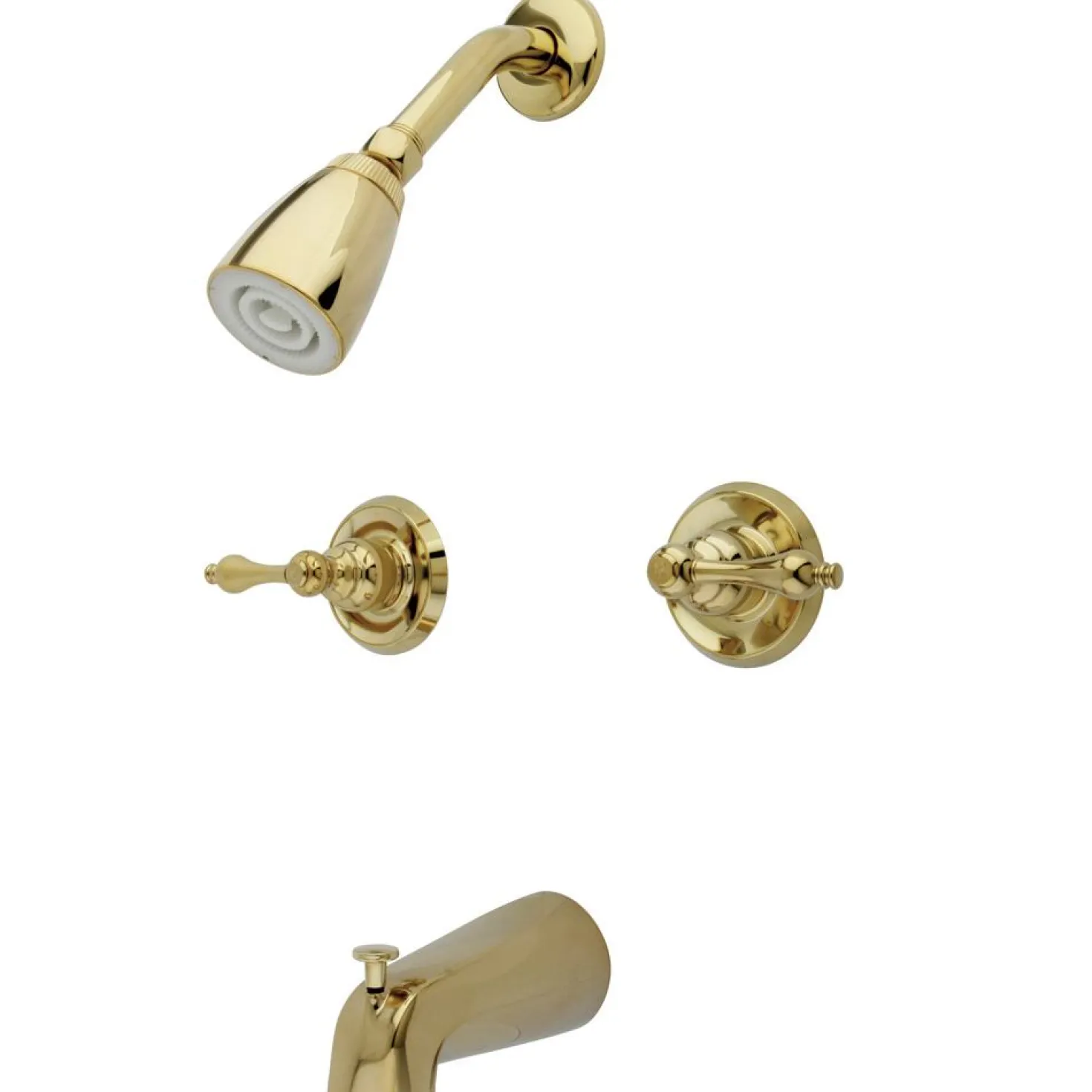Kingston Brass Magellan Two Handle Tub and Shower Faucet in Polished Brass