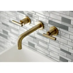 Kingston Brass Manhattan 2-Handle 8-Inch Wall Mount Bathroom Faucet