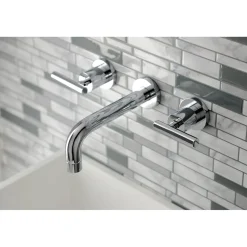 Kingston Brass Manhattan 2-Handle 8-Inch Wall Mount Bathroom Faucet
