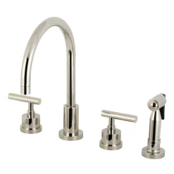 Kingston Brass Manhattan 8-Inch Widespread Kitchen Faucet with Brass Sprayer