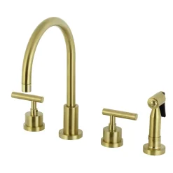Kingston Brass Manhattan 8-Inch Widespread Kitchen Faucet with Brass Sprayer