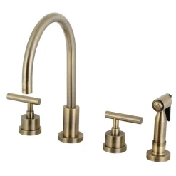 Kingston Brass Manhattan 8-Inch Widespread Kitchen Faucet with Brass Sprayer