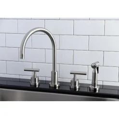 Kingston Brass Manhattan 8-Inch Widespread Kitchen Faucet with Brass Sprayer