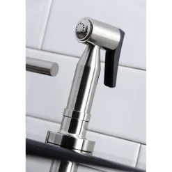 Kingston Brass Manhattan 8-Inch Widespread Kitchen Faucet with Brass Sprayer