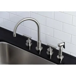 Kingston Brass Manhattan 8-Inch Widespread Kitchen Faucet with Brass Sprayer