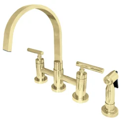 Kingston Brass Manhattan Two-Handle Kitchen Faucet with Brass Side Sprayer