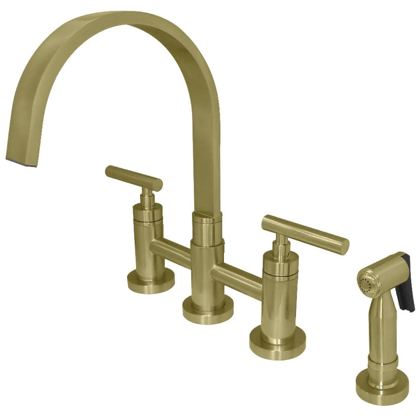 Kingston Brass Manhattan Two-Handle Kitchen Faucet with Brass Side Sprayer