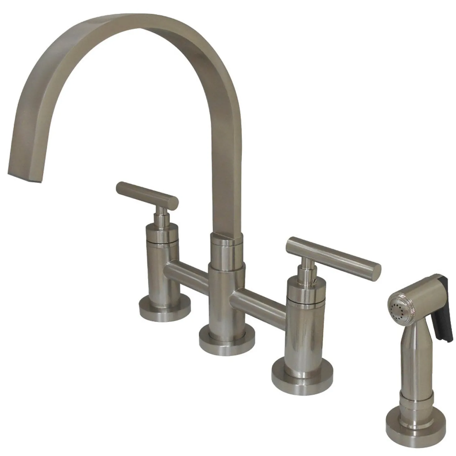 Kingston Brass Manhattan Two-Handle Kitchen Faucet with Brass Side Sprayer