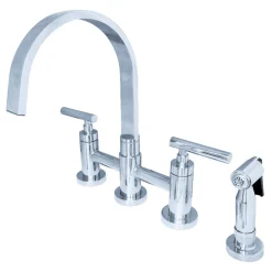Kingston Brass Manhattan Two-Handle Kitchen Faucet with Brass Side Sprayer