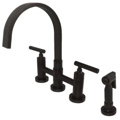 Kingston Brass Manhattan Two-Handle Kitchen Faucet with Brass Side Sprayer