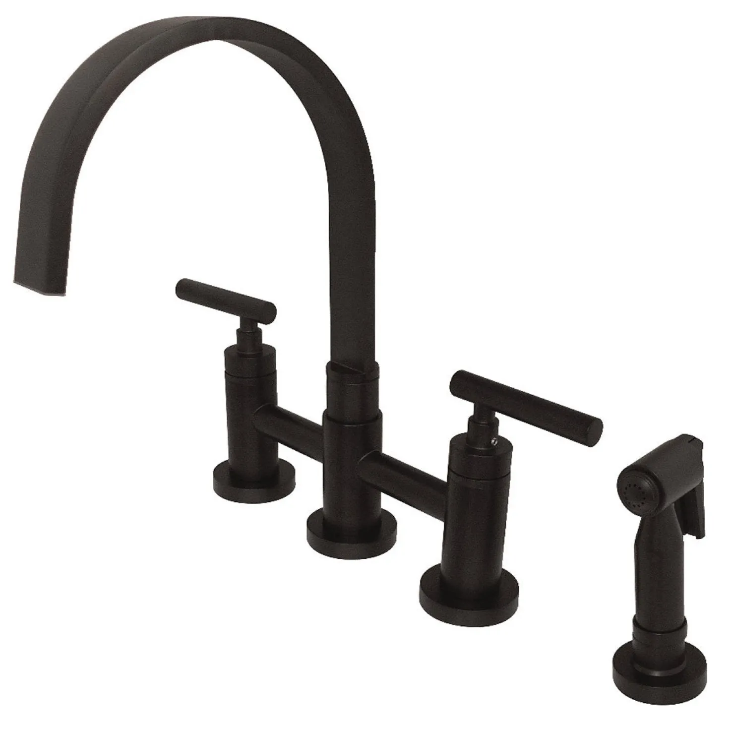 Kingston Brass Manhattan Two-Handle Kitchen Faucet with Brass Side Sprayer