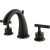 Kingston Brass Manhattan Two Handle 8" to 16" Widespread Lavatory Faucet with Brass Pop-up