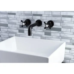 Kingston Brass Metropolitan 2-Handle 8-Inch Wall Mount Bathroom Faucet